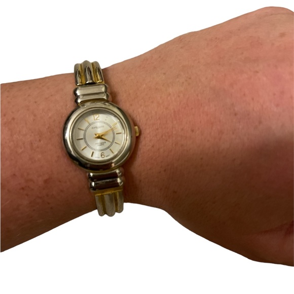 Vintage Explraess Gold and Silver Toned Women’s Circle Faced Cuff Watch - Picture 2 of 6